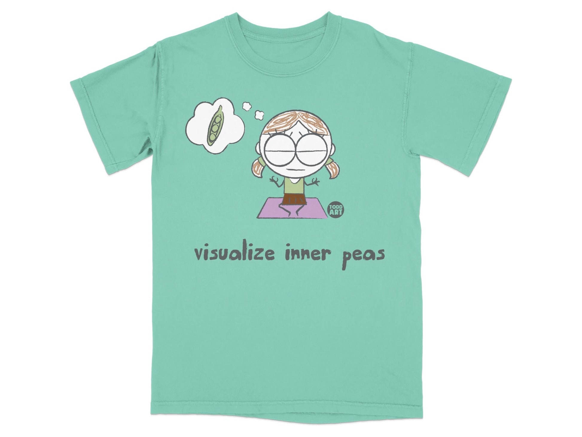Visualize Inner Peas Cartoon Yoga Themed T-Shirt