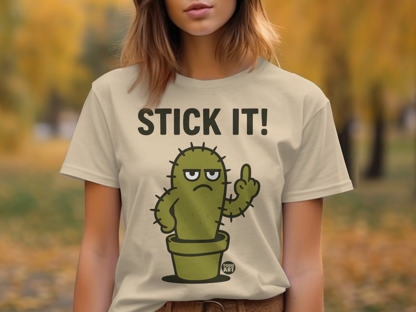 Stick It Cactus Graphic T-Shirt for Funny Casual Wear