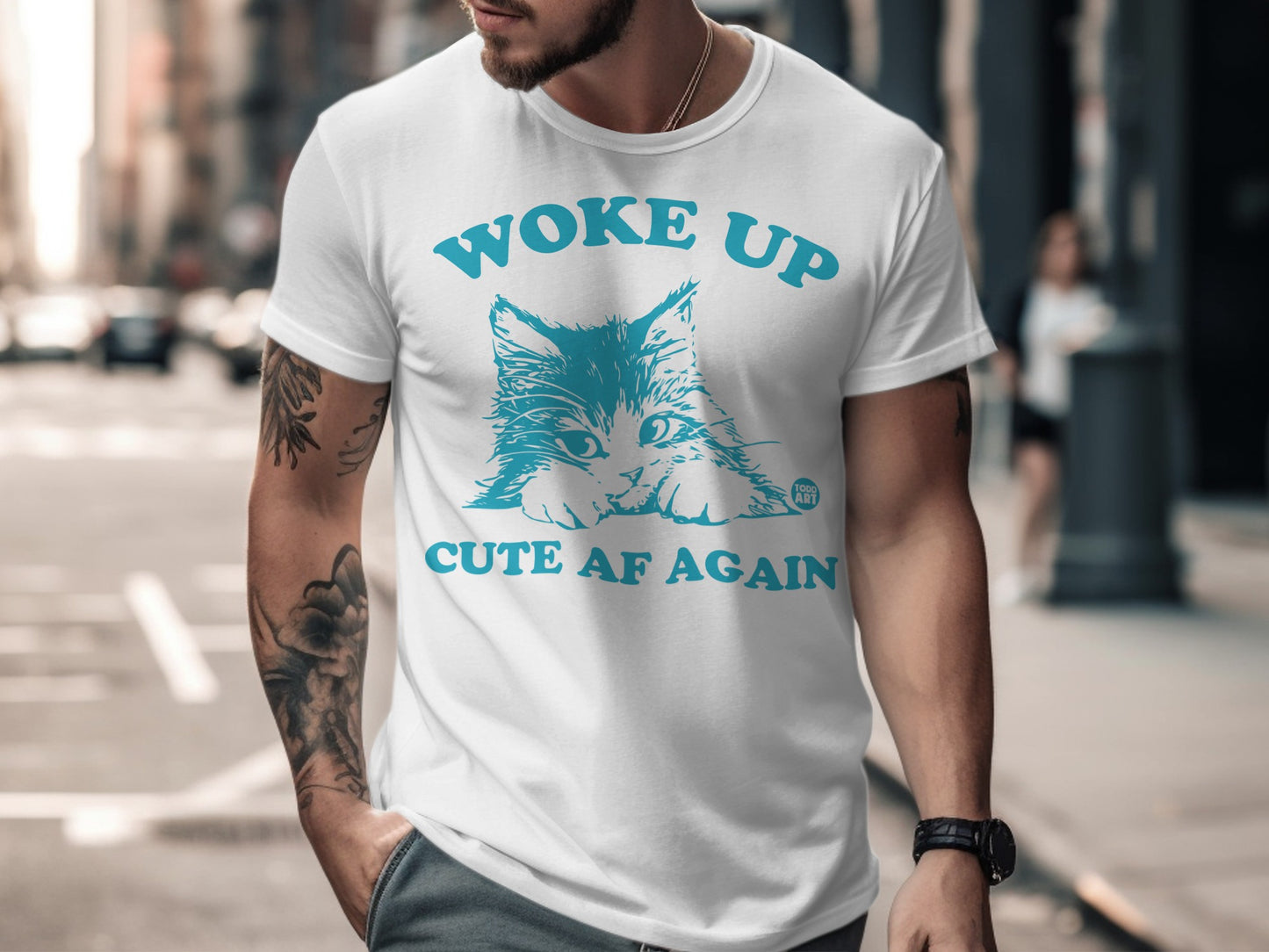 Woke Up Cute AF Again Cat Graphic T-Shirt