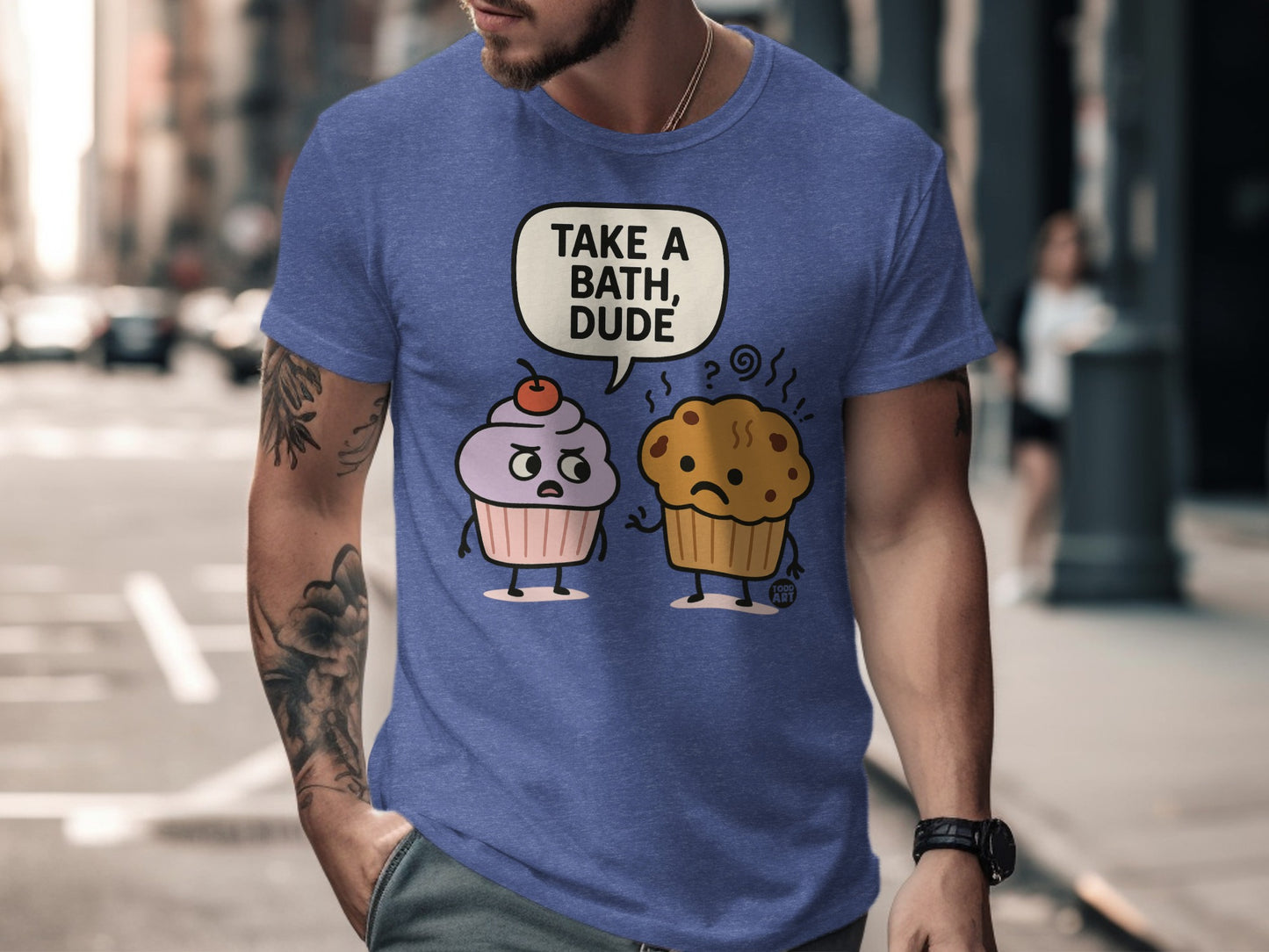 Take A Bath Dude Cupcake and Muffin Graphic T-Shirt