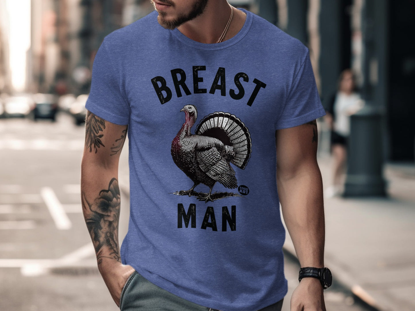 Funny Turkey Breast Man T-Shirt Holiday Clothing