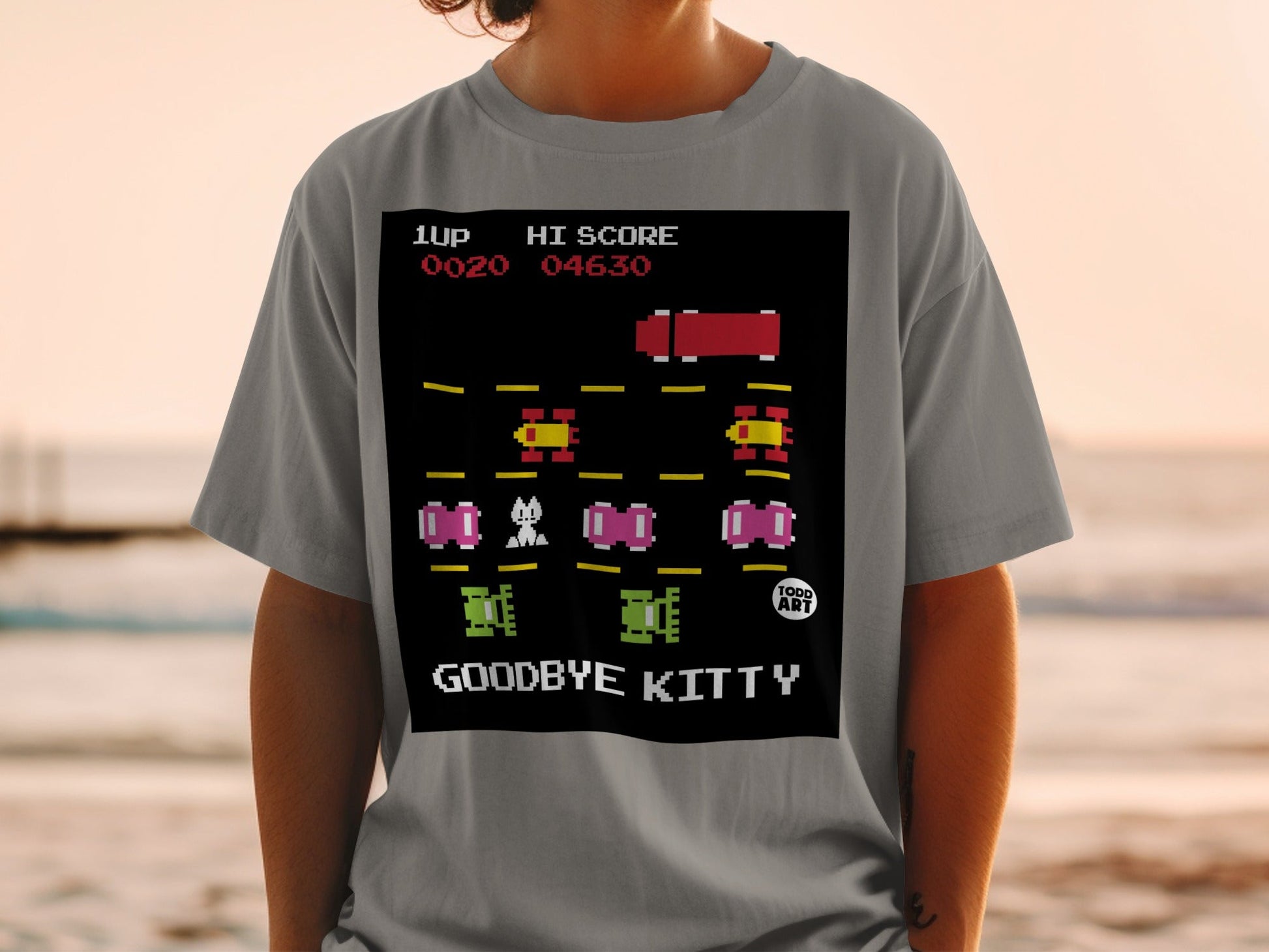 Pixel Art Goodbye Kitty Hi Score Todd Art T-Shirt
