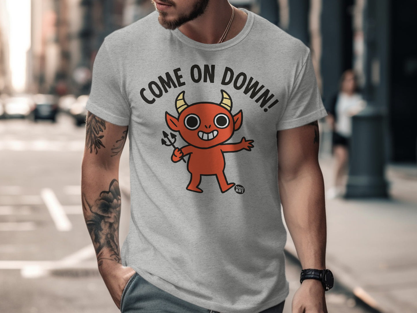 Come On Down Cute Cartoon Devil Humorous T-shirt