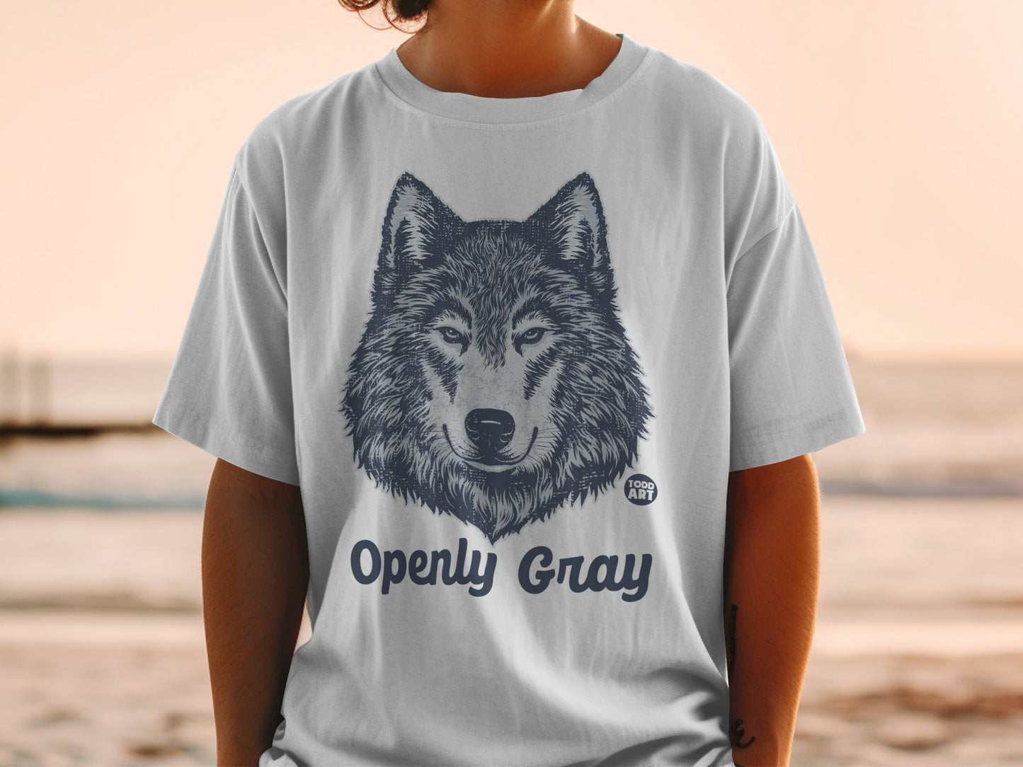 Openly Gray Wolf Design Todd Art T-Shirt