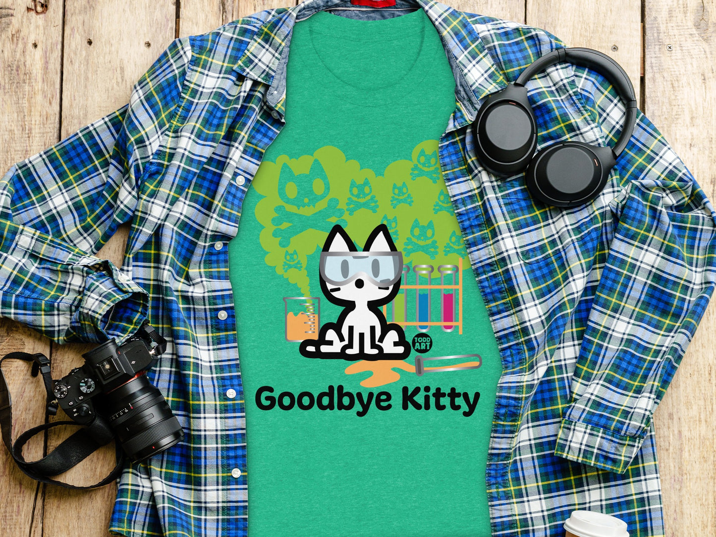 Goodbye Kitty Funny Graphic Print T-Shirt