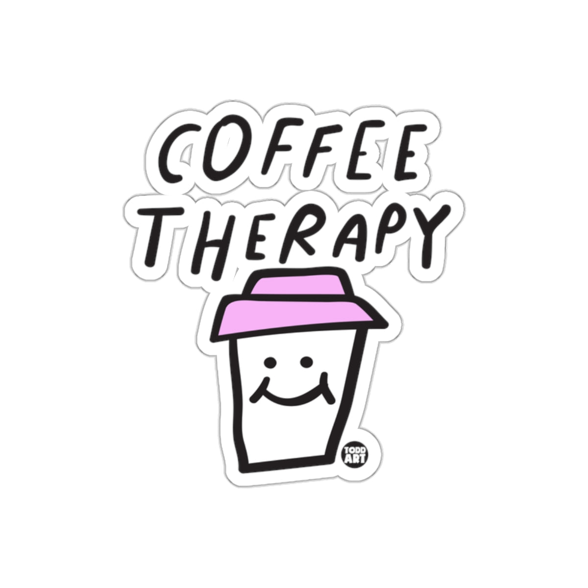 Coffee Therapy with Smiling Cup Sticker
