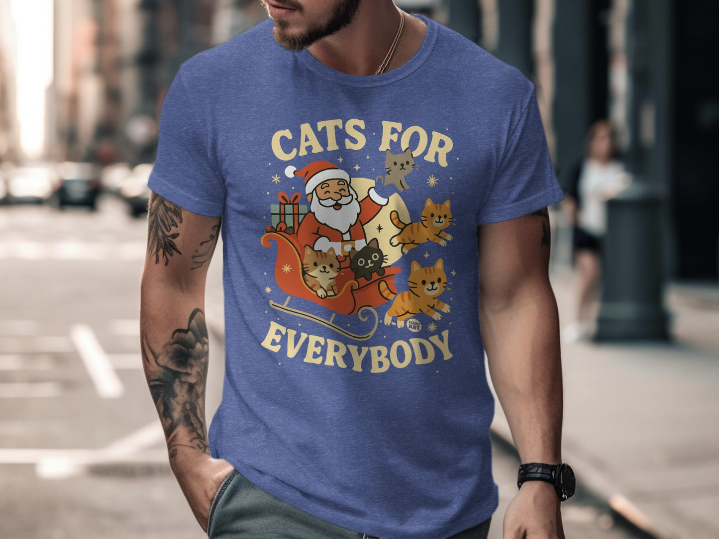 Cats For Everybody Santa Sleigh T-Shirt