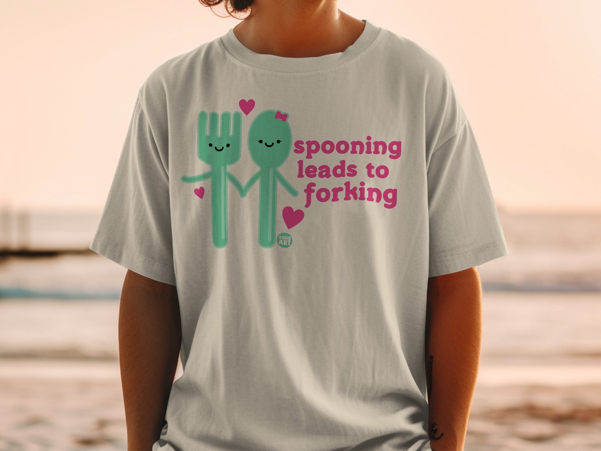 Cute Spoon Fork Hearts Funny Spooning Leads To Forking product type