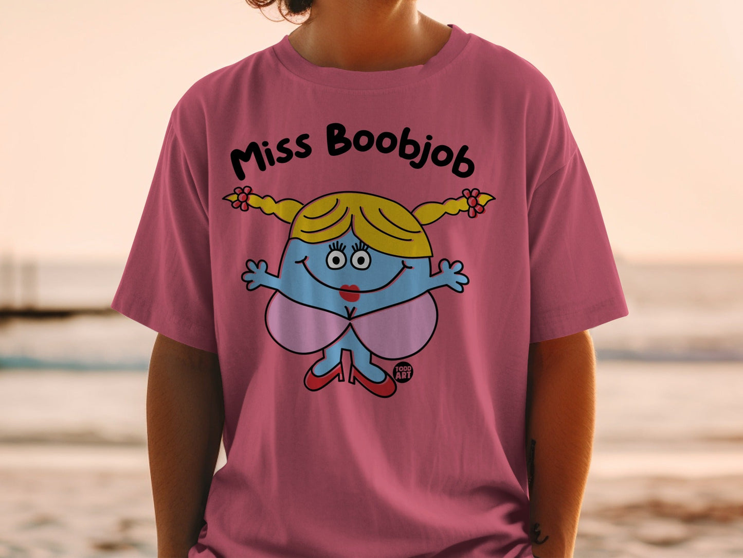 Miss Boobjob Cartoon Character Graphic T-Shirt
