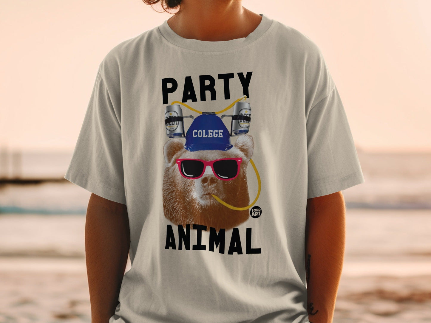 Party Animal College Bear With Sunglasses T-Shirt