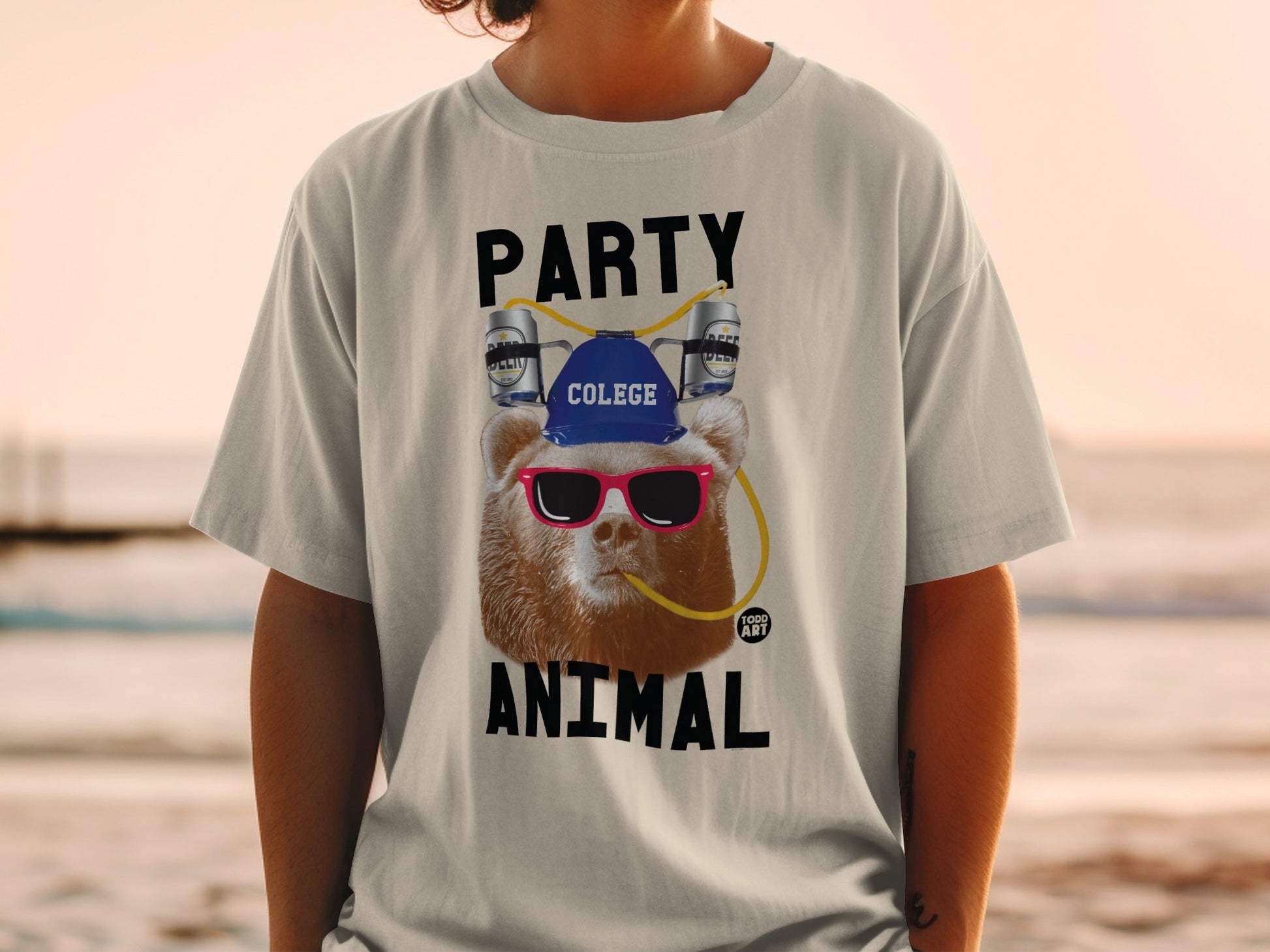Party Animal College Bear With Sunglasses T-Shirt