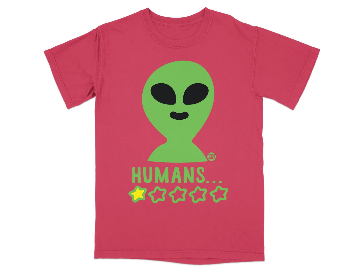 Alien Humans One Star Graphic Funny T-Shirt