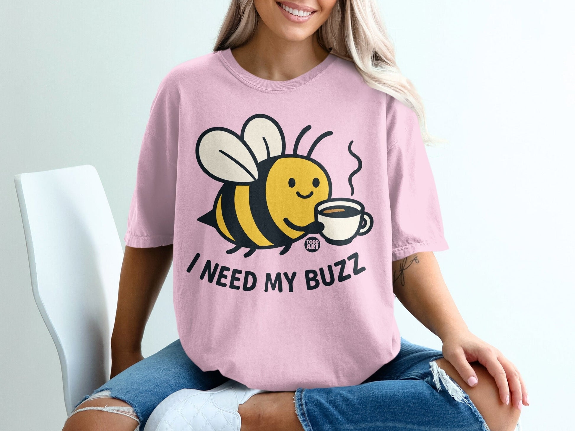 I Need My Buzz Bee with Coffee Cute Casual Shirt