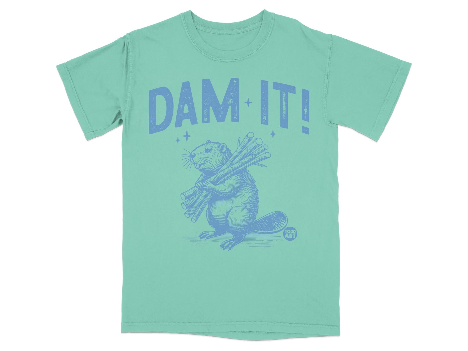 Humorous Dam It! Beaver Graphic Tee Shirt