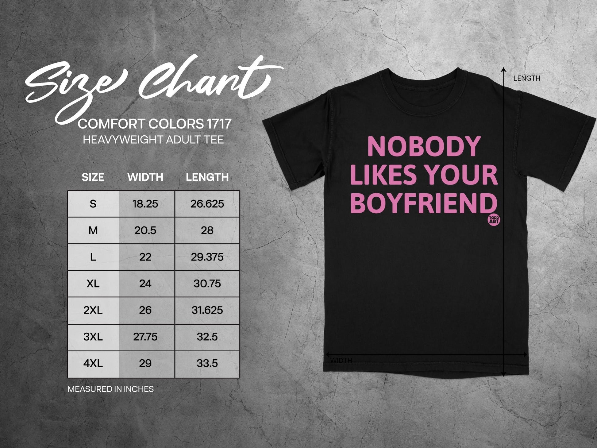 Nobody Likes Your Boyfriend T-Shirt Medium Print Design