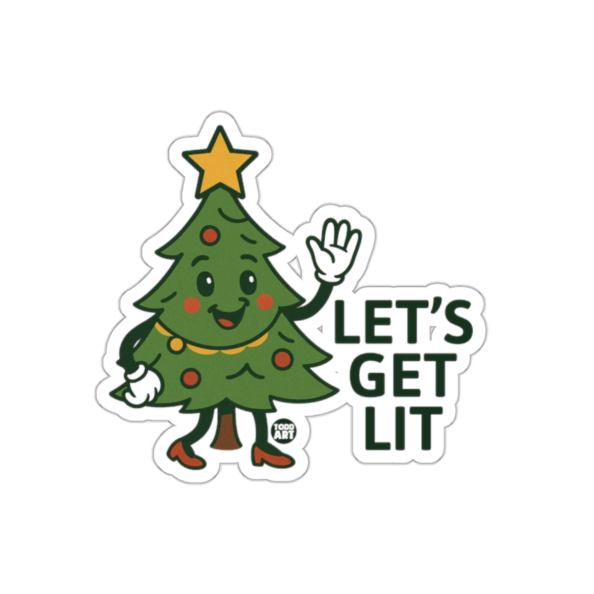 Let's Get Lit Smiling Christmas Tree Sticker