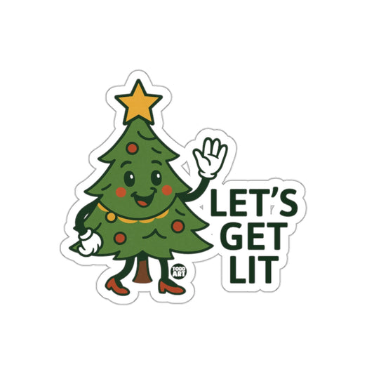 Let's Get Lit Smiling Christmas Tree Sticker