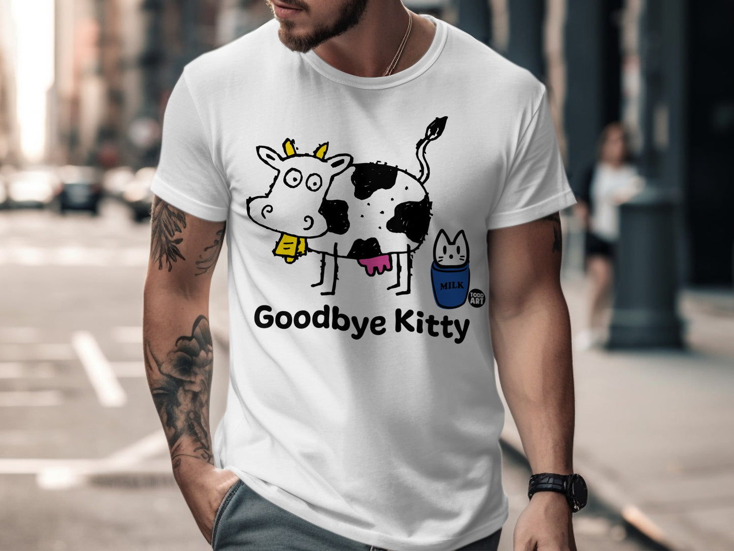 Funny Goodbye Kitty Milk T-Shirt Casual Wear Shirt Product