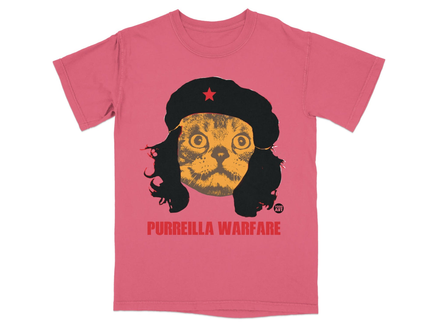 Purrilla Warfare Cat in Hat Graphic Design T-Shirt