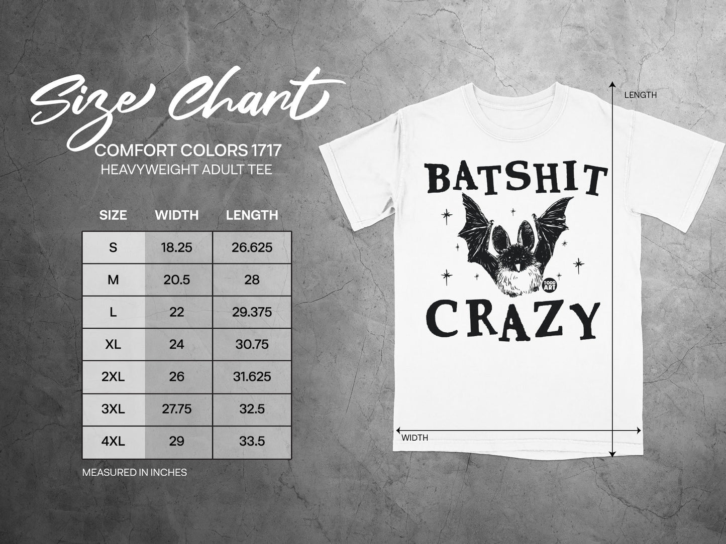 BATSHIT CRAZY Heavyweight Comfort Colors 1717 Tee