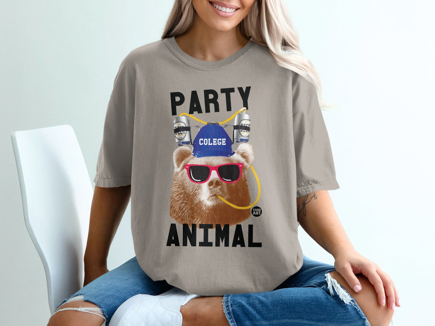 Party Animal College Bear Graphic T-Shirt