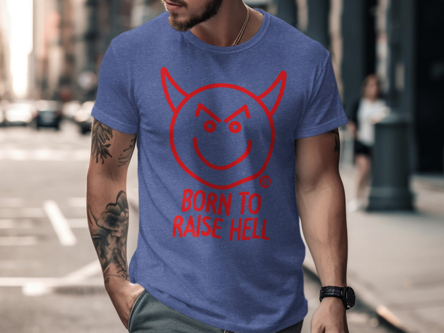 Born To Raise Hell Funny Devil Face T-Shirt
