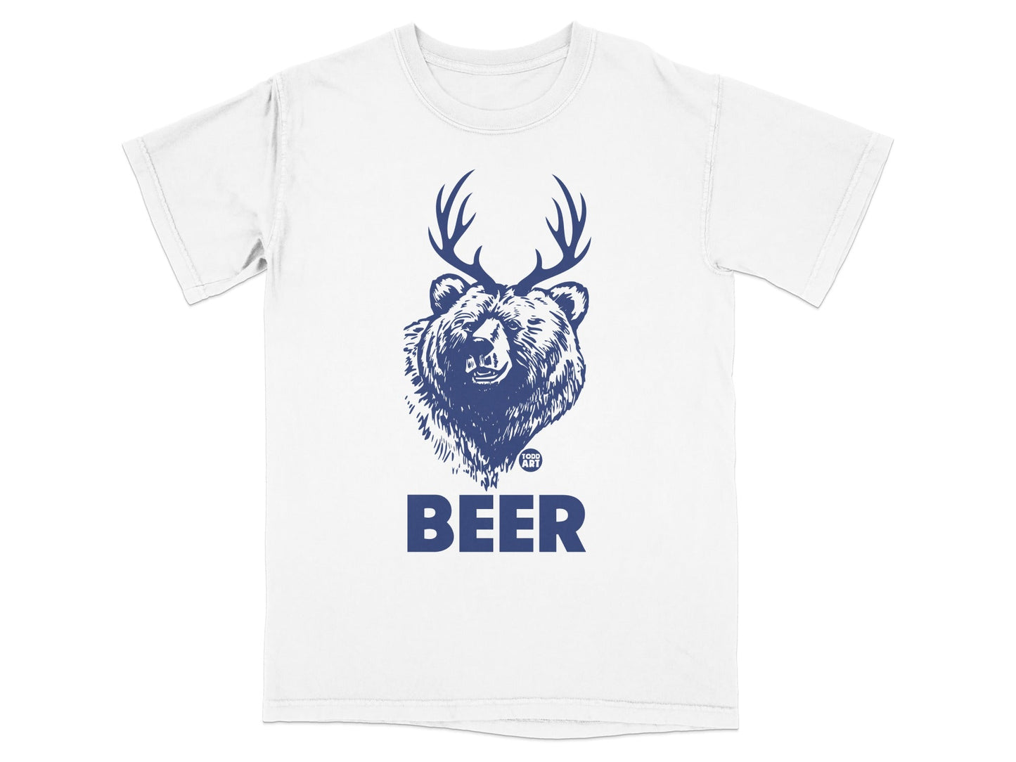 Bear with Antlers Beer Graphic Printed T-Shirt