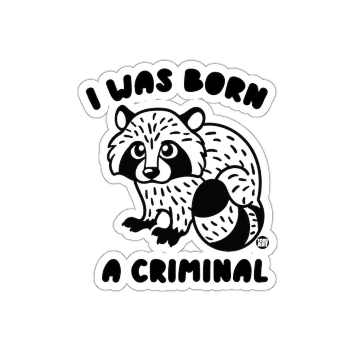 I Was Born A Criminal Raccoon Funny Animal Design Sticker