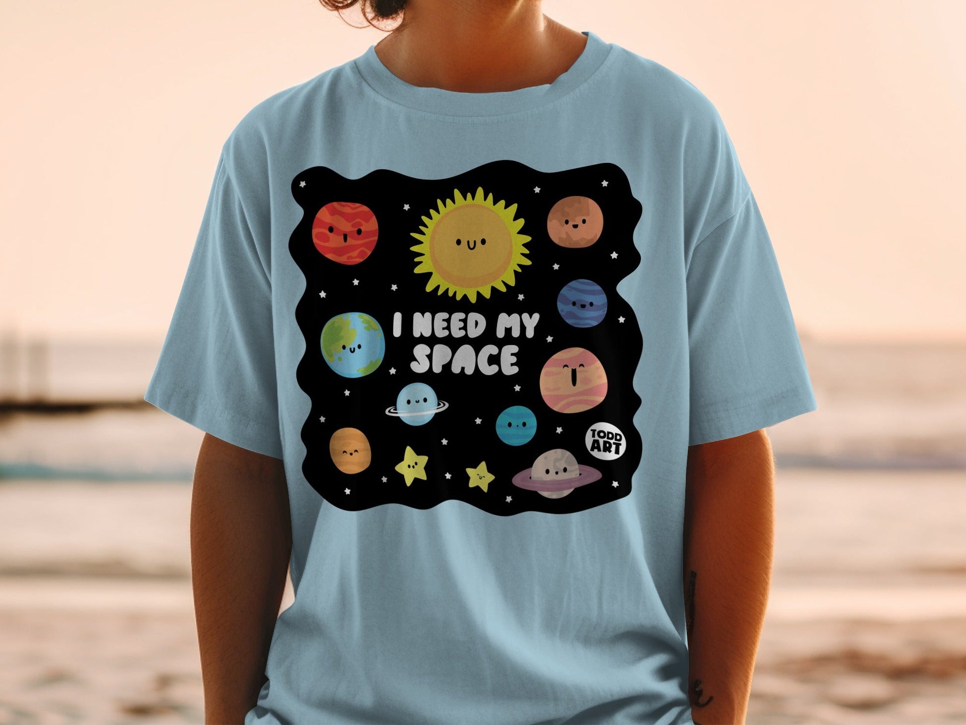 I Need My Space Cute Planets Graphic Artwork T-Shirt