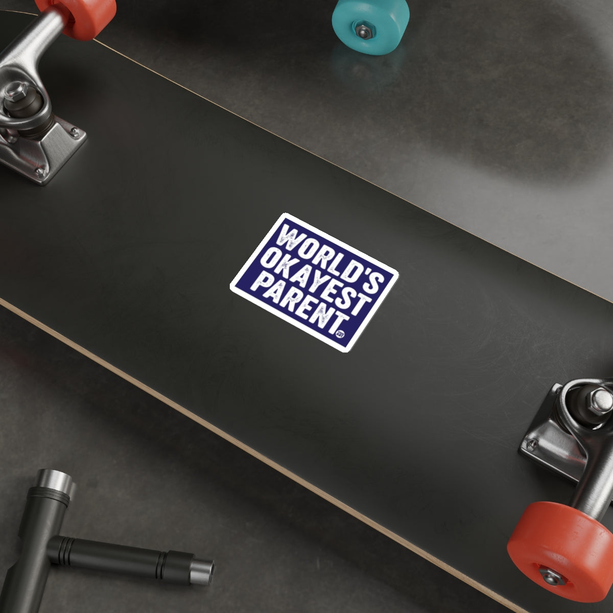 World's Okayest Parent Sticker for Laptops and Skateboards