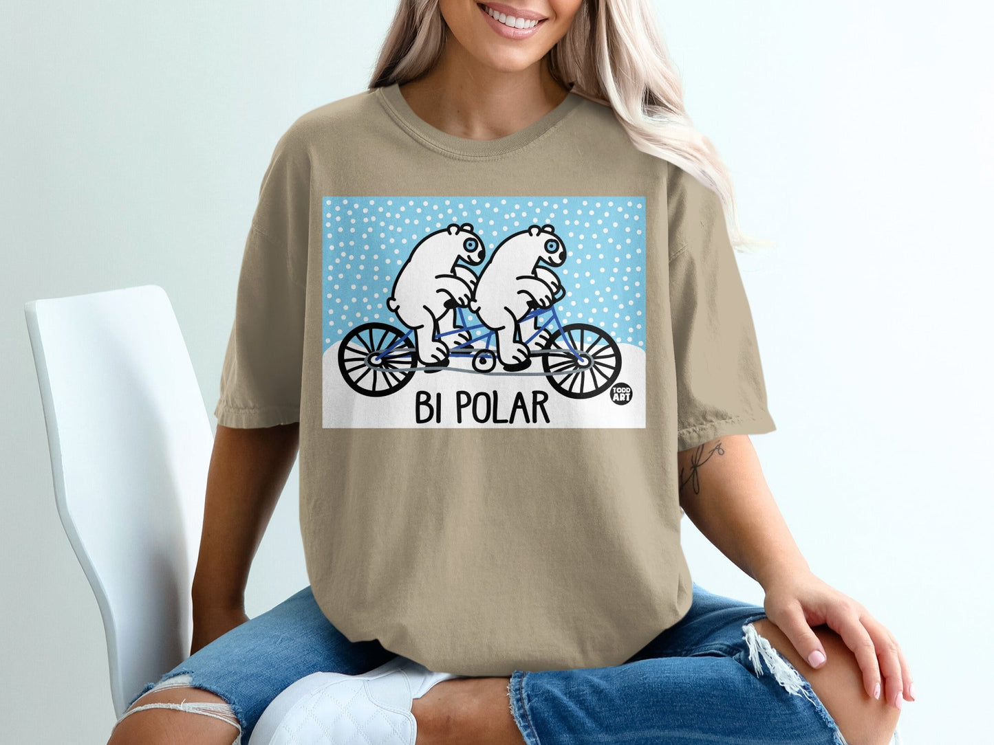 Bi Polar Bike Cartoon Graphic Trendy T-Shirt