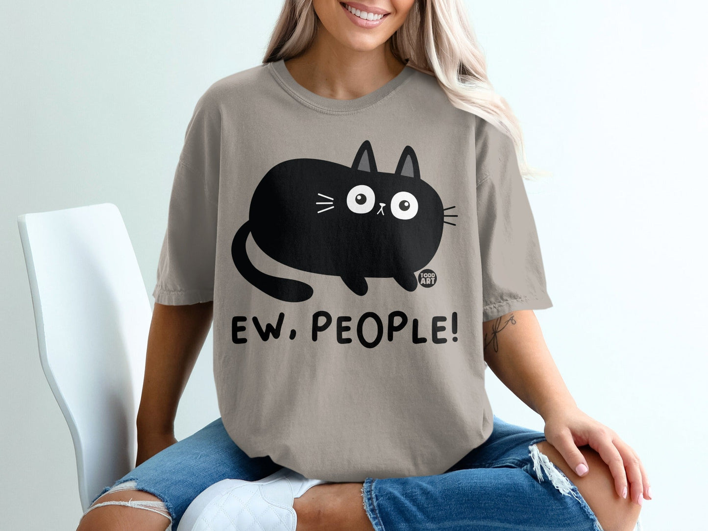 Ew People Black Cat Graphic T-Shirt