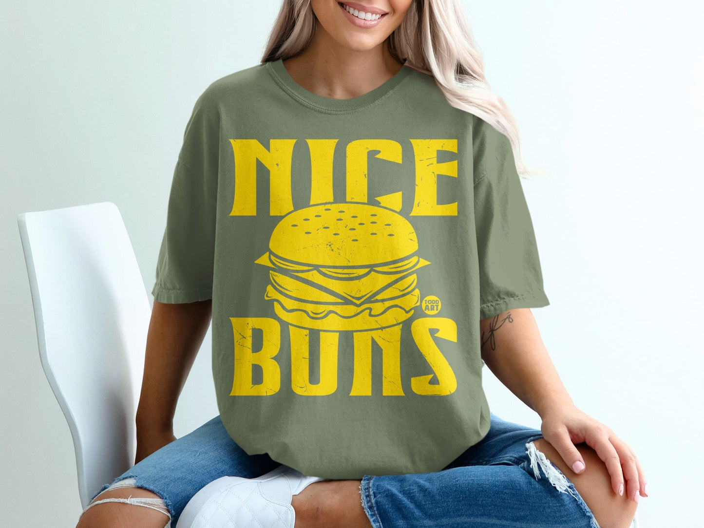 Nice Buns Graphic T-Shirt with Burger Design