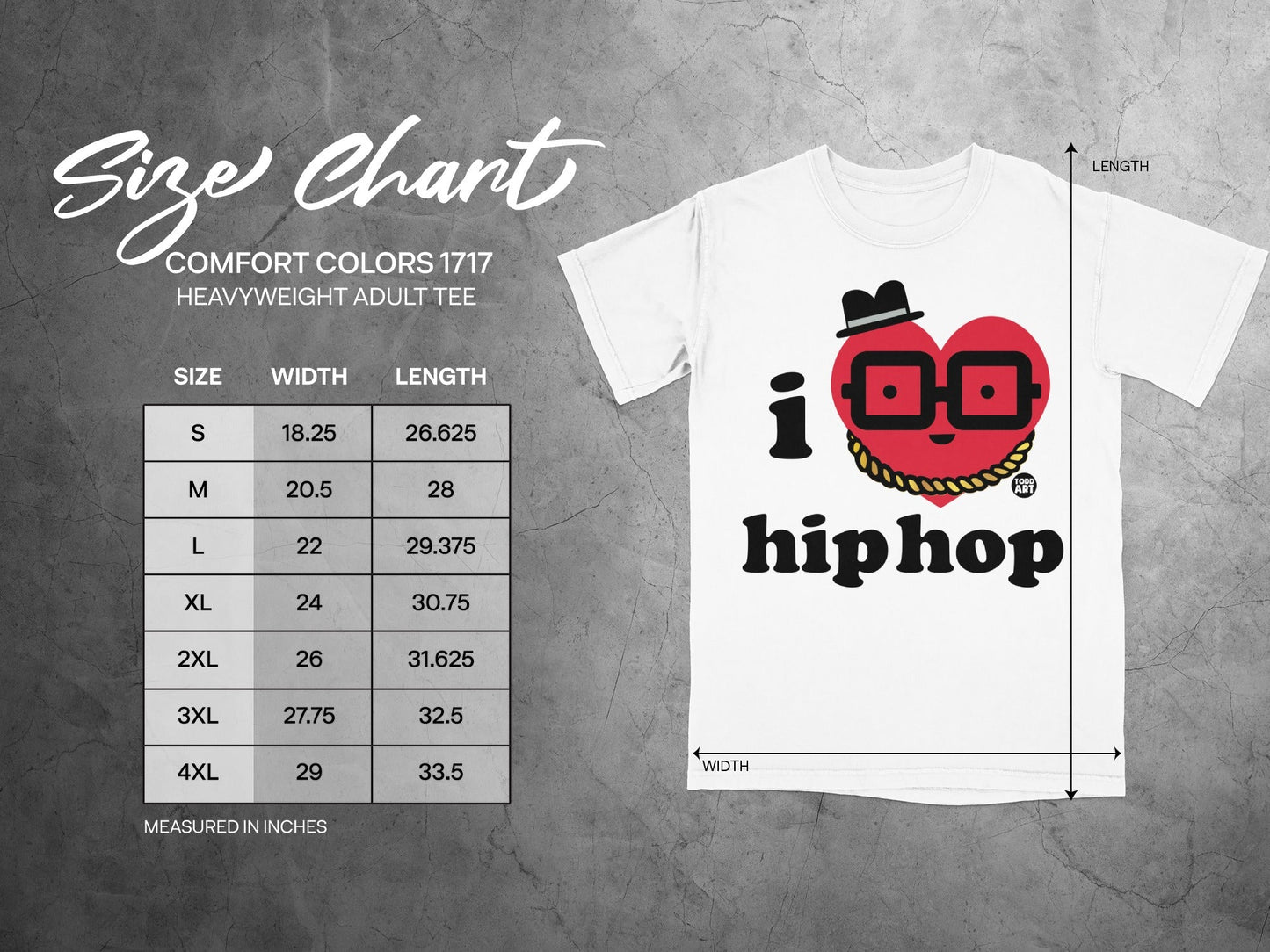 I Love Hip Hop T-Shirt with Heart and Glasses Design