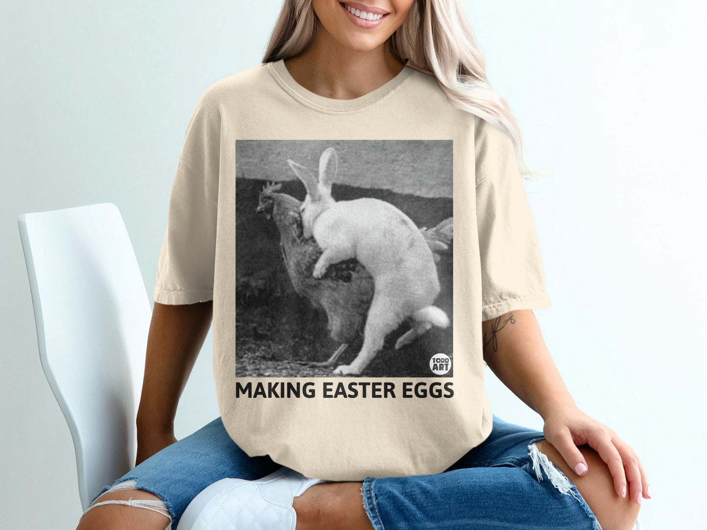 Making Easter Eggs Funny Graphic T-Shirt for Casual Wear