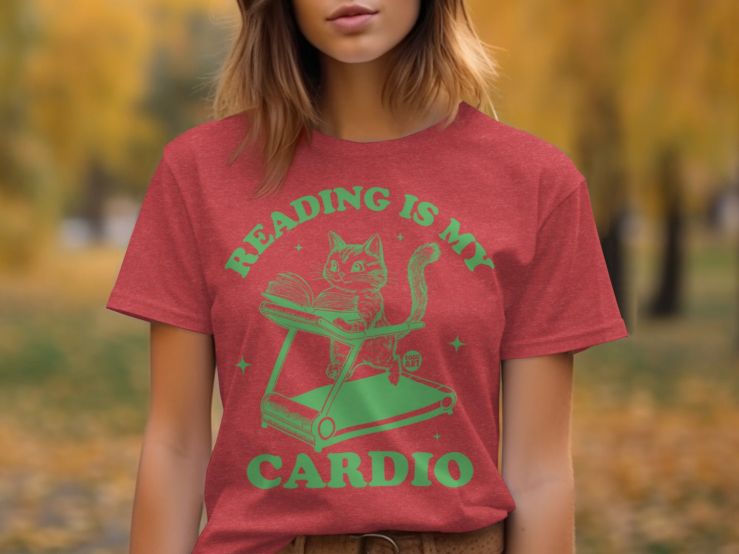 Reading Is My Cardio Cat Treadmill T-shirt