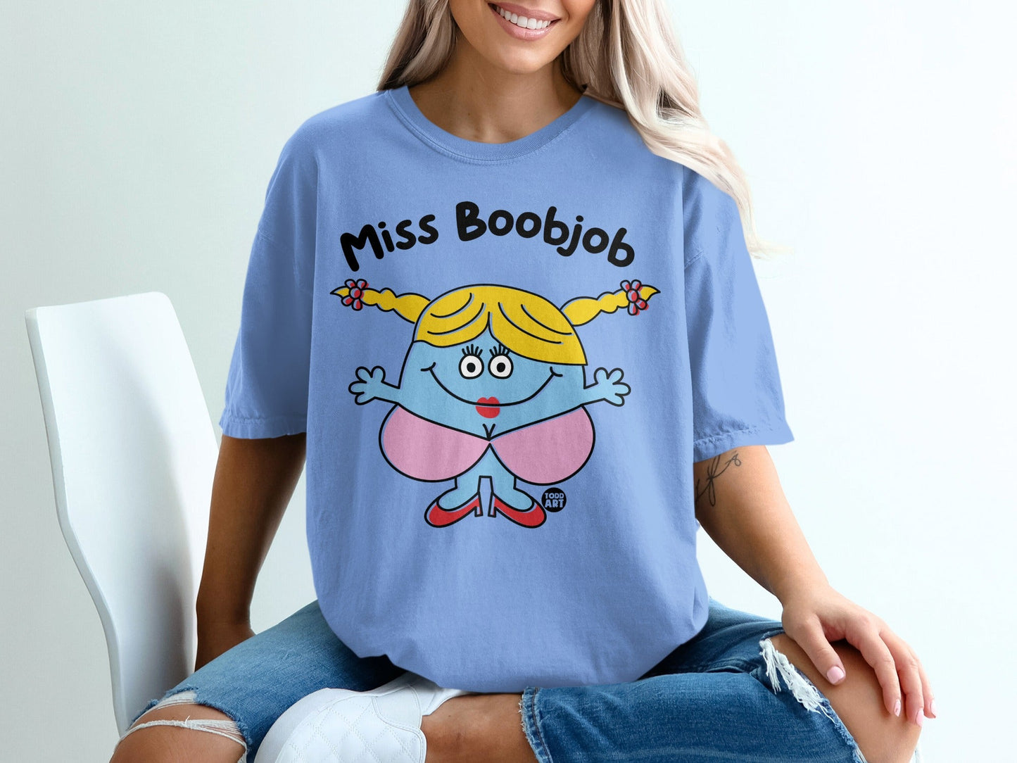 Miss Boobjob Colorful Cartoon Character T-shirt
