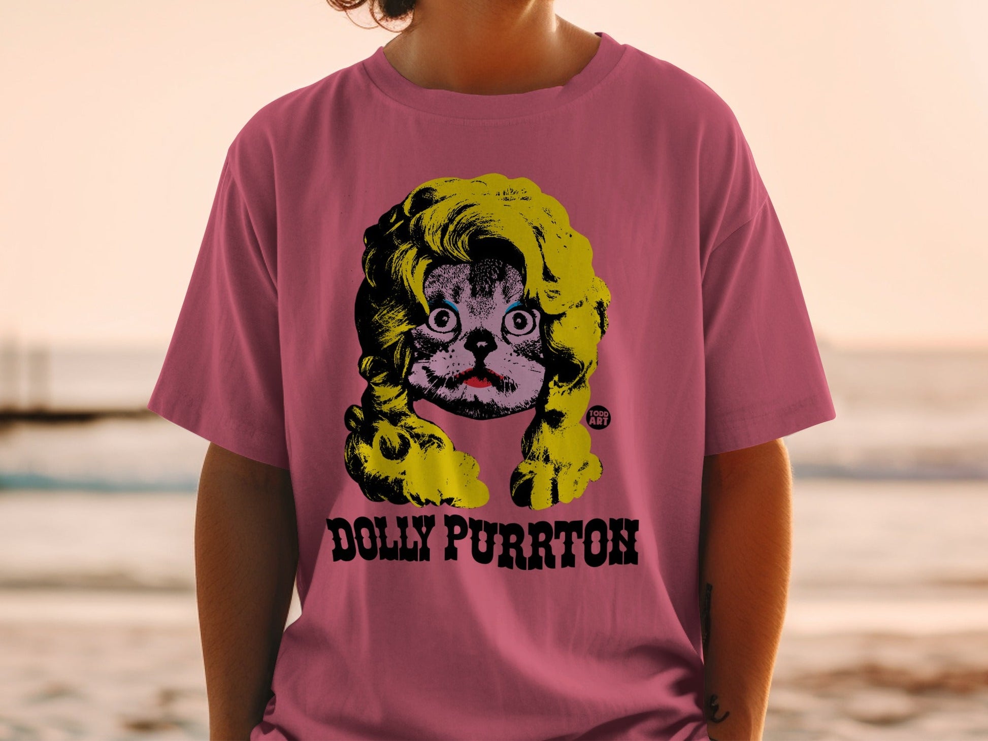 Funny Dolly Purrton Graphic Cat Lover T-Shirt