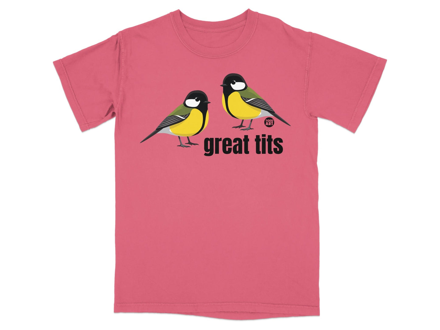 Great Tits Bird Graphic Pink T-Shir