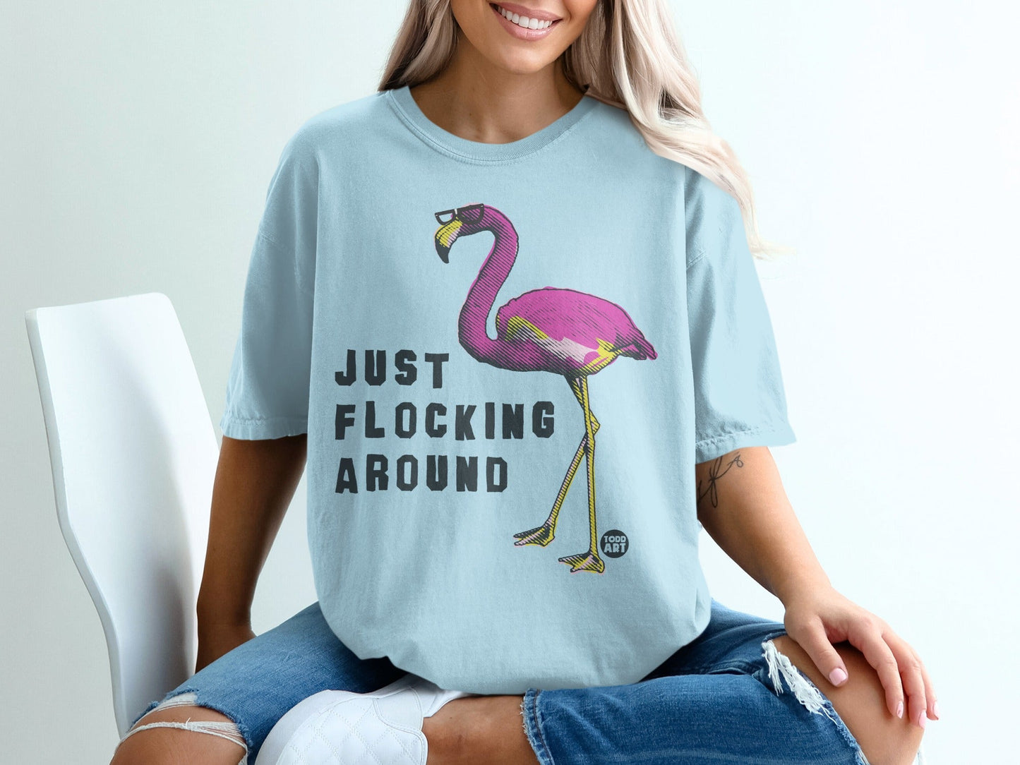 Just Flocking Around Flamingo Graphic Tee