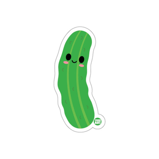 Cute Smiling Green Pickle Sticker for Fun Decor