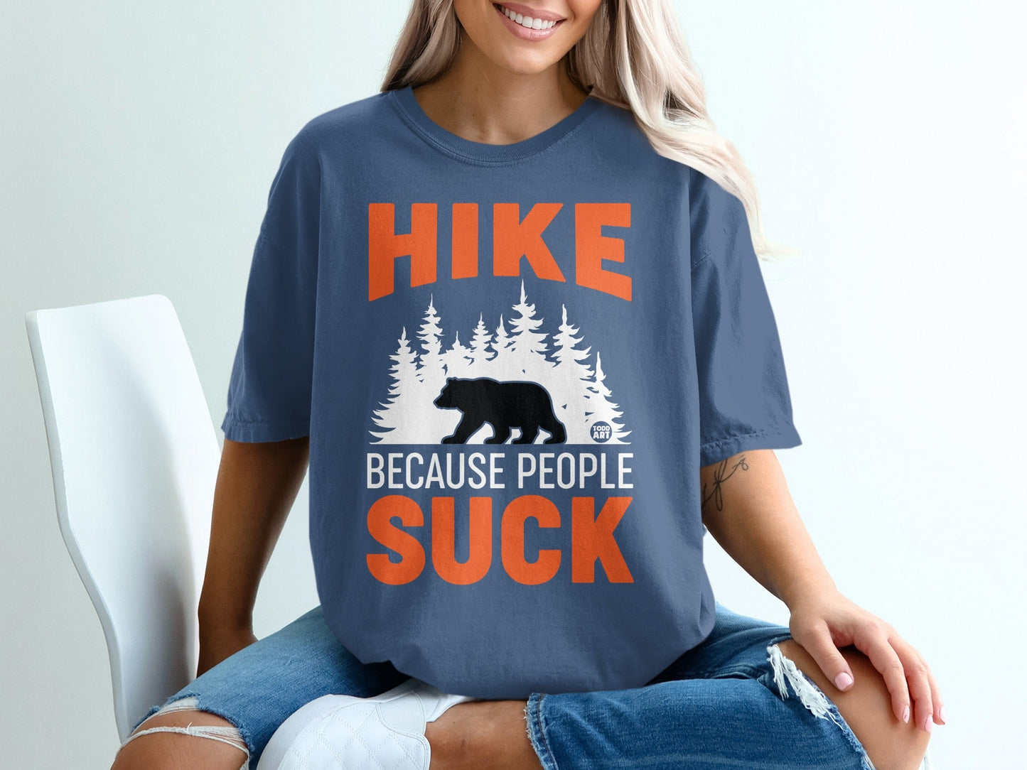 Hike Because People Suck Bear Forest Graphic Shirt