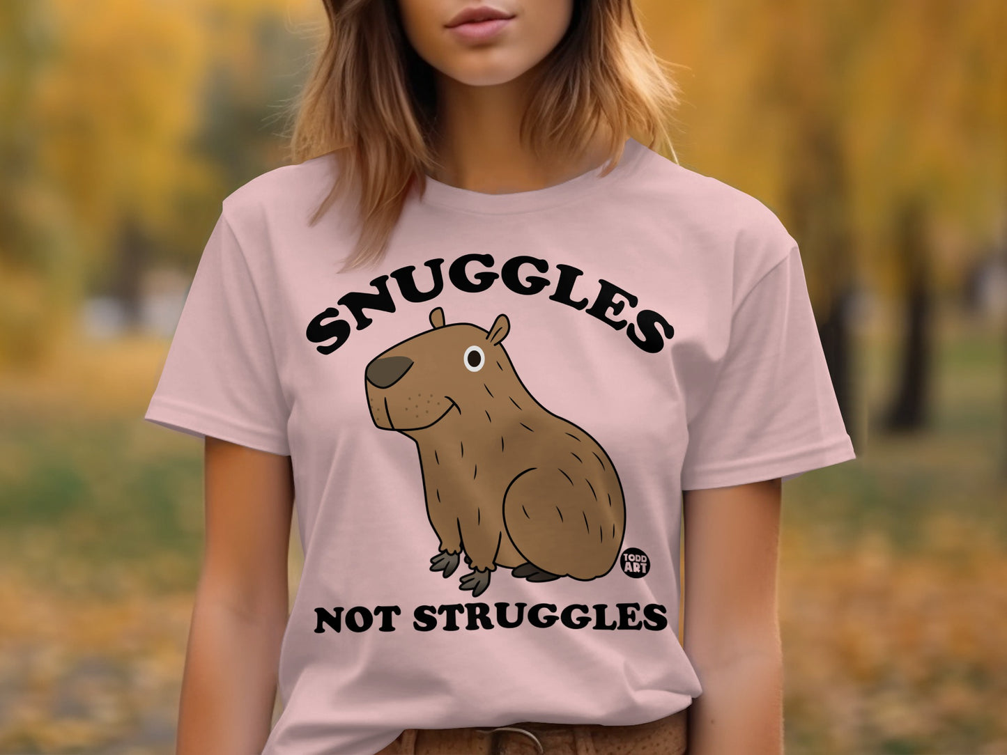 Snuggles Not Struggles Capybara Graphic T-Shirt
