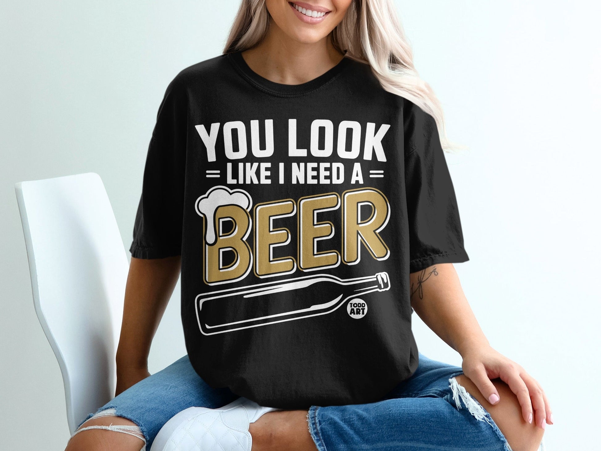 You Look Like I Need A Beer Funny Graphic T-Shirt