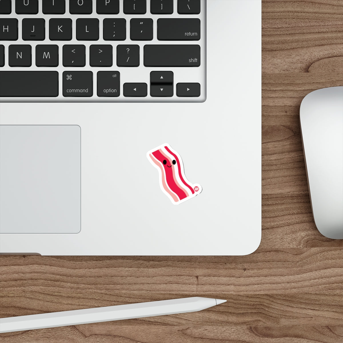 Cute Smiling Bacon Character Laptop Decal Sticker