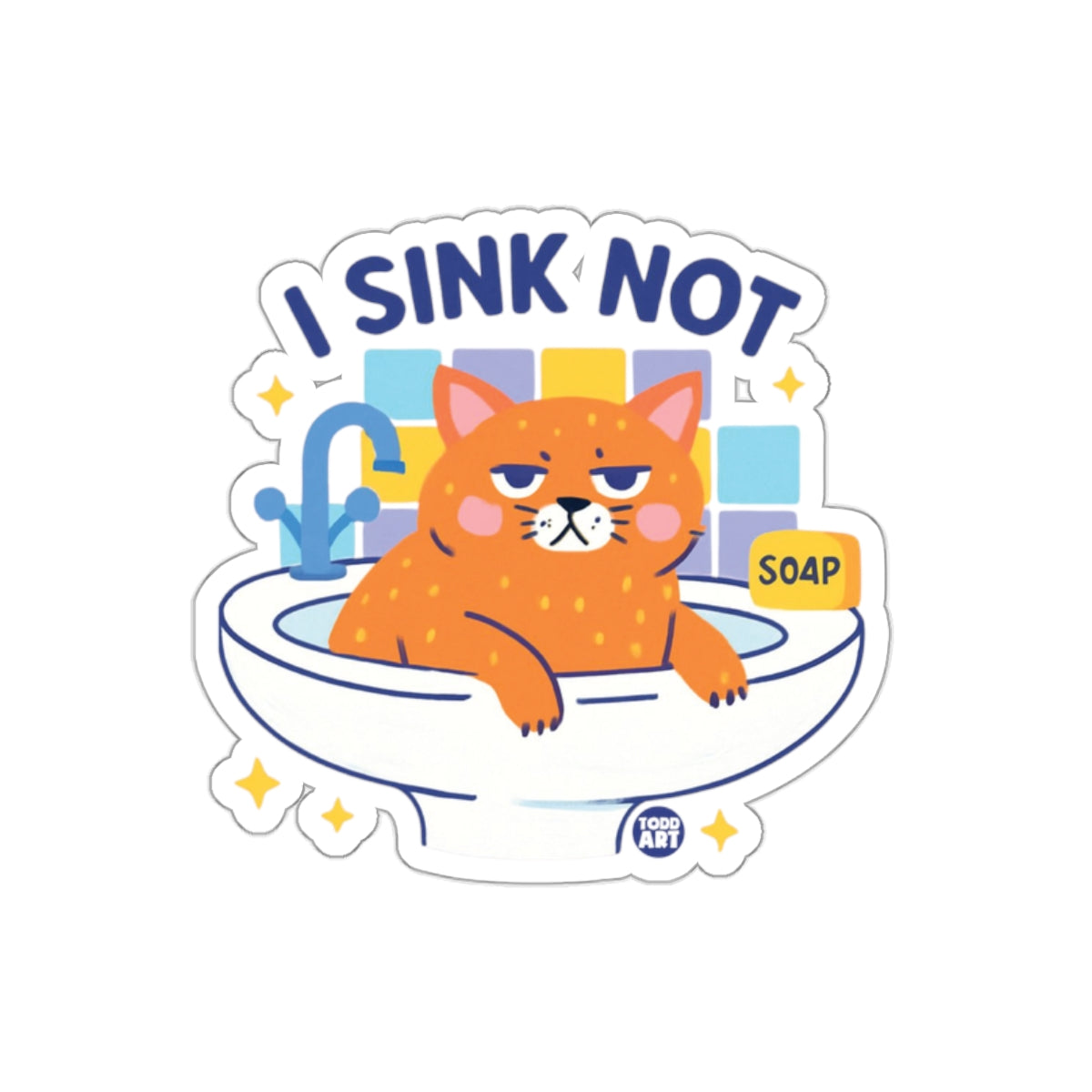 I Sink Not Grumpy Cat Art Sticker  Fun Decal for Kids