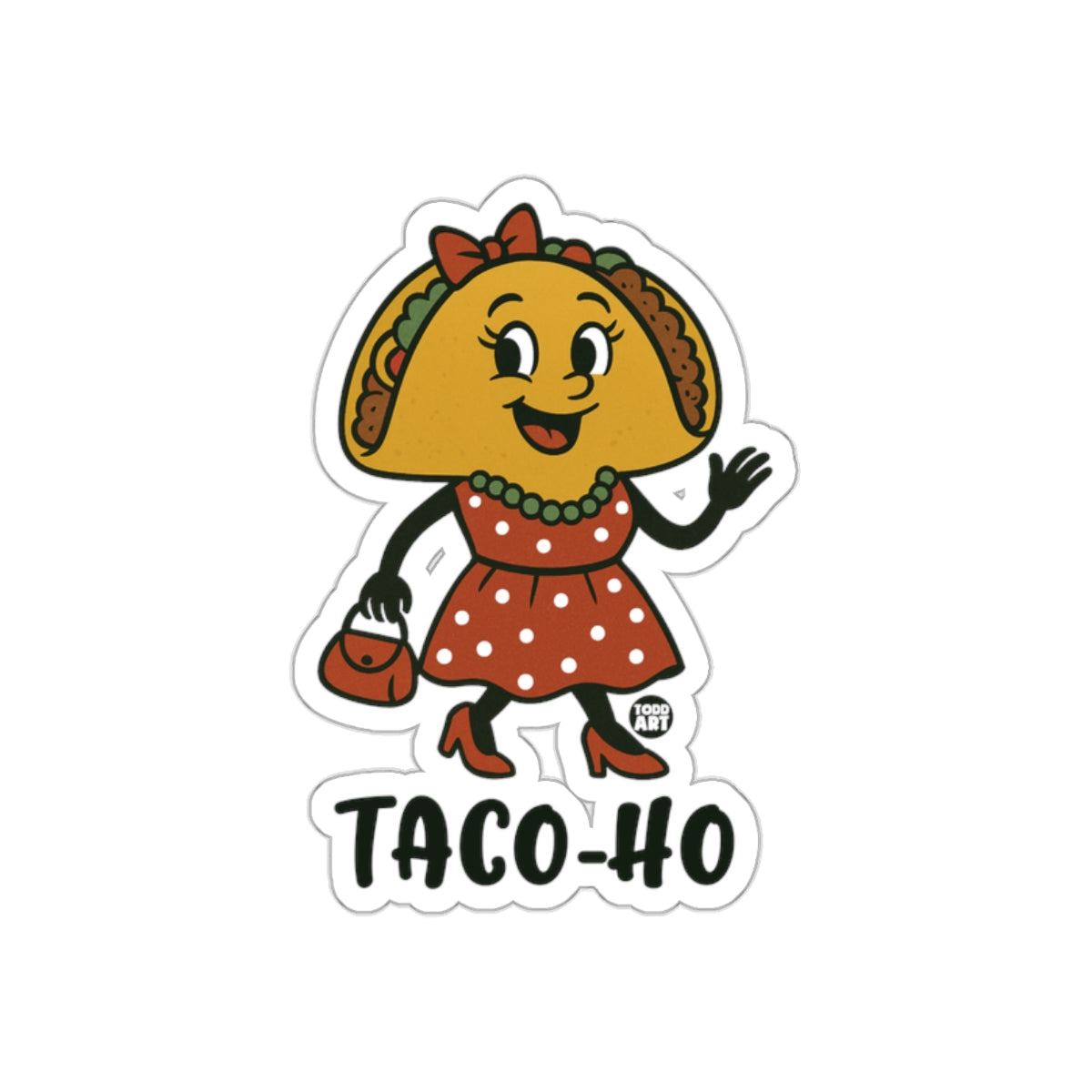 Retro Taco-Ho Cartoon Sticker Unique Funny Design