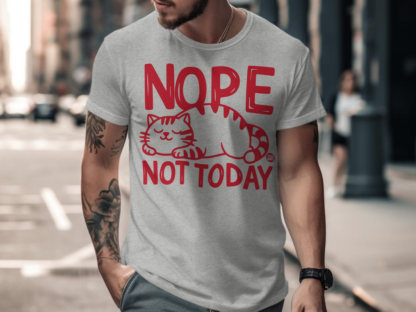 Nope Not Today Cute Cat Design T-shirt