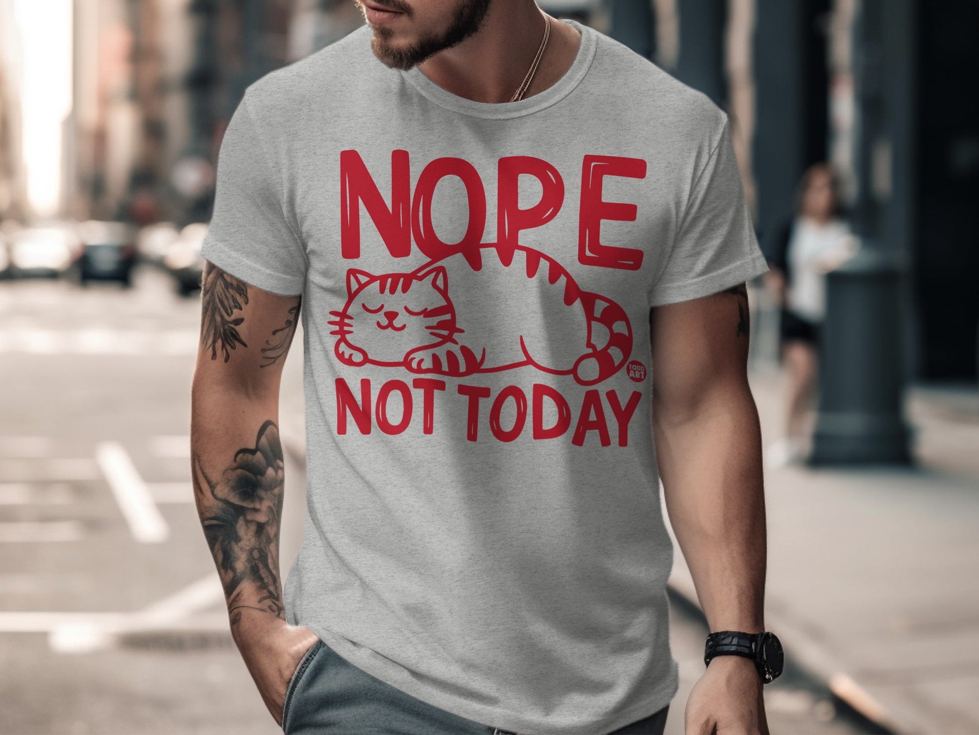 Nope Not Today Cute Cat Design T-shirt
