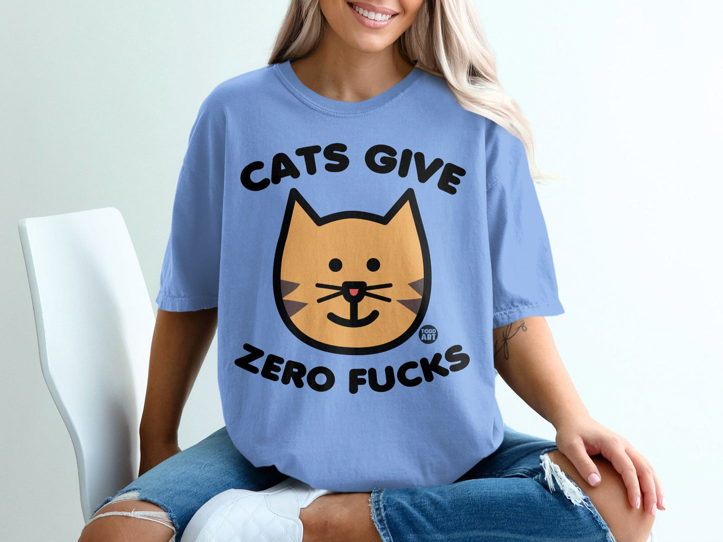 Cats Give Zero Fucks Cat Graphic T-Shirt